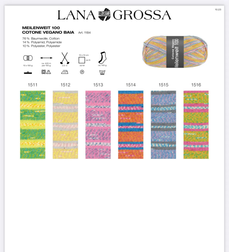 Lana Grossa Meilenweit 100 Cotone Vegano Baia 
