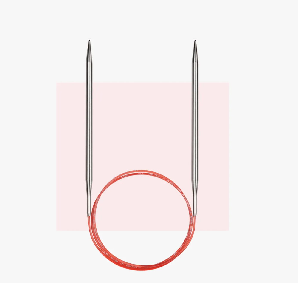 Спицы для вязания круговые Addi 120 см красная леска