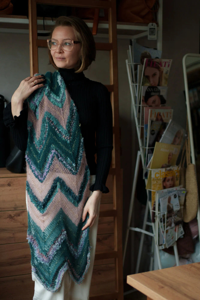 Набор 1 для вязания палантина зигзаг спицами