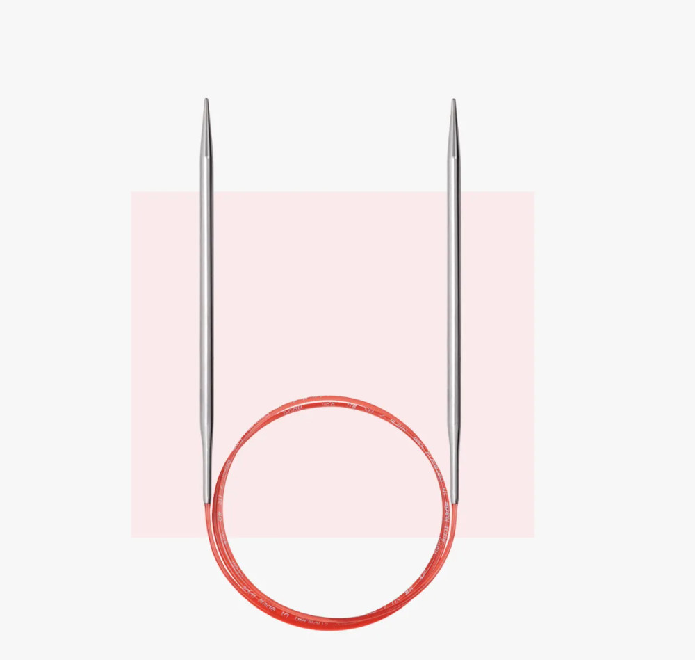 Спицы для вязания круговые Addi 100 см красная леска