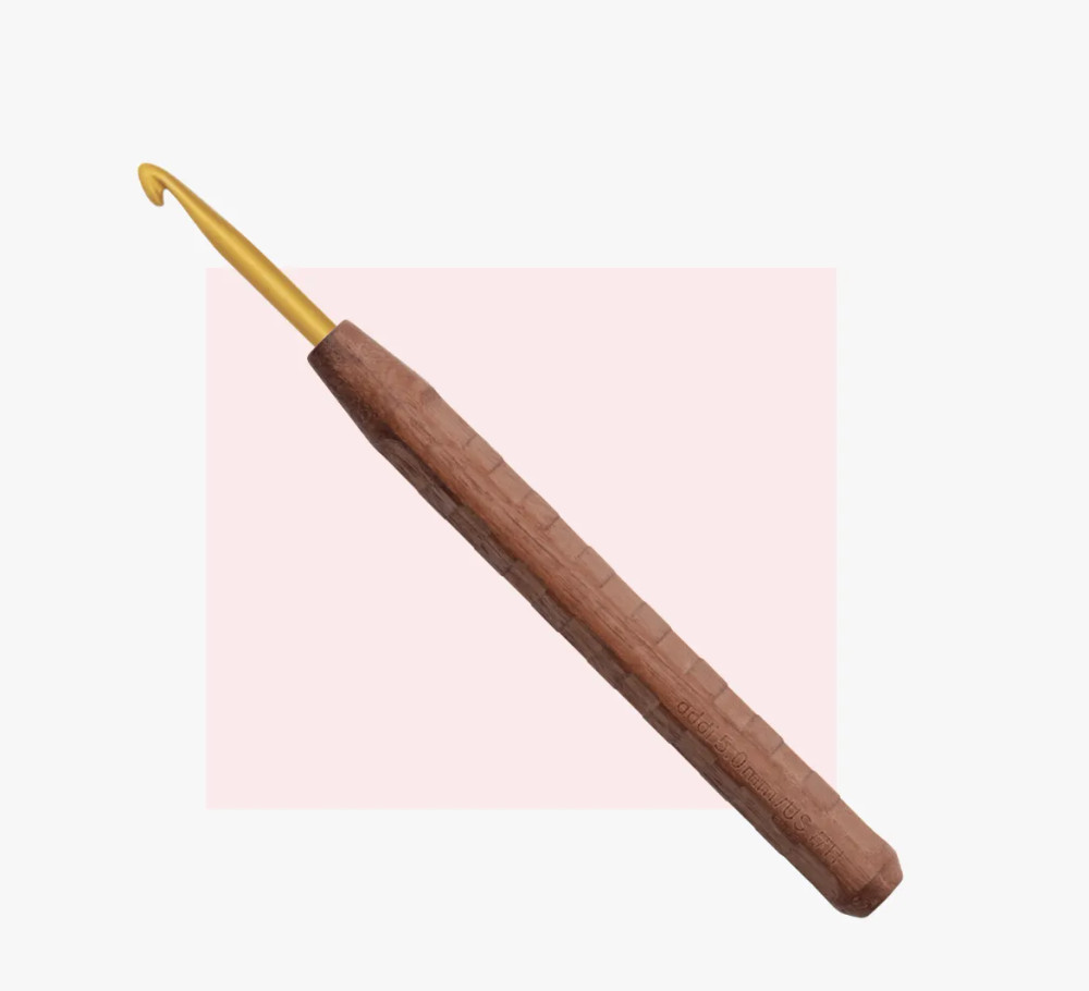 Крючок для вязания с ручкой из грецкого ореха addiNature Walnut Gold 16 см