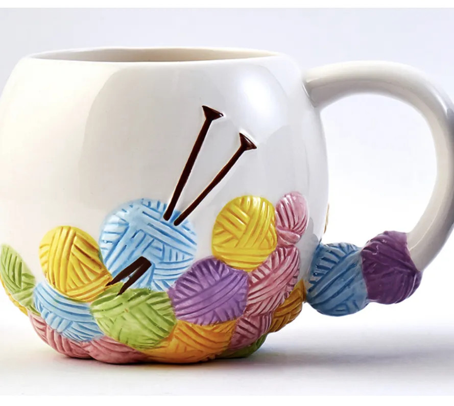 Кружка с ручкой и рисунком в виде клубков, 500 мл