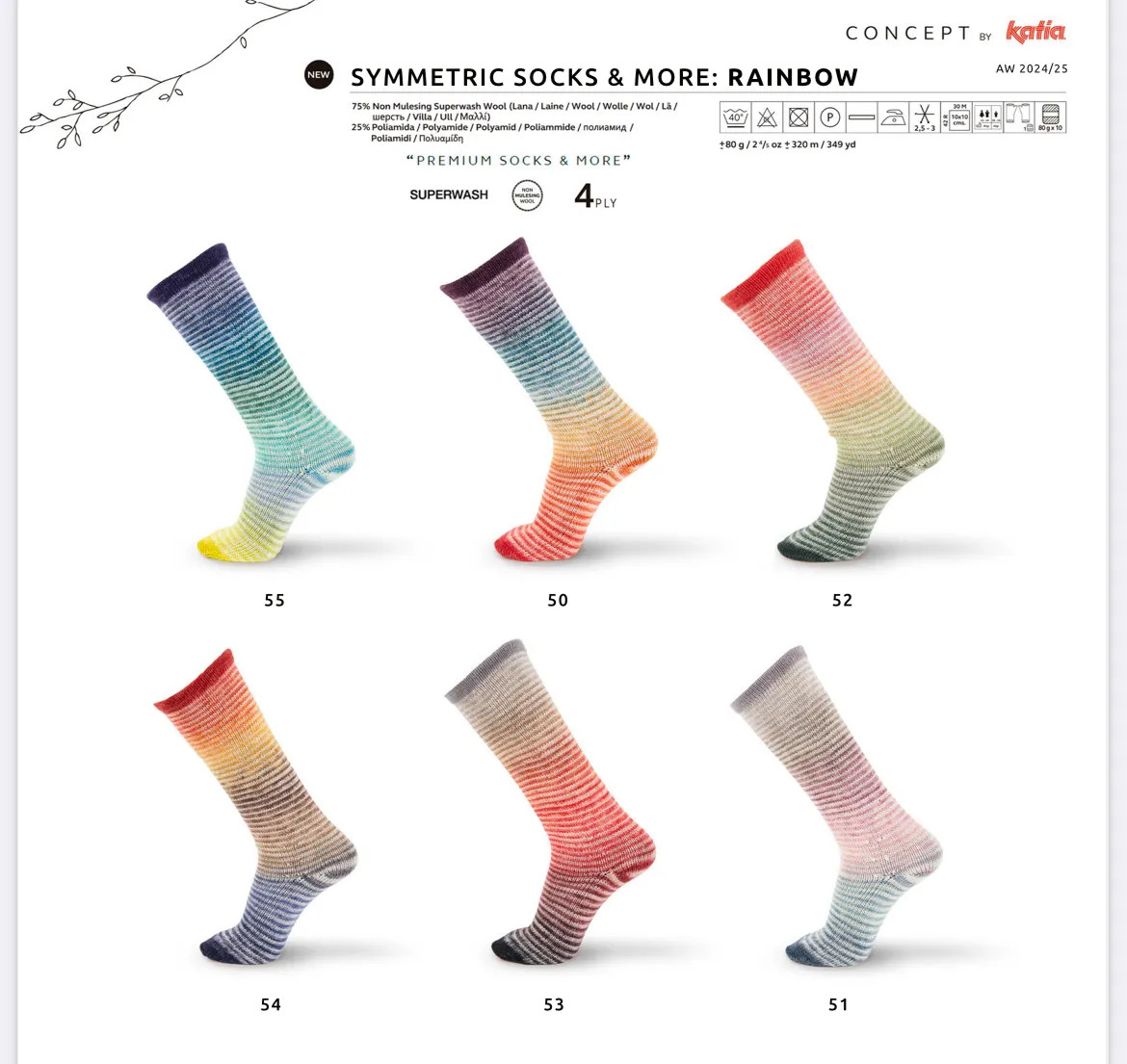 Katia Symmetric Rainbow Socks  More