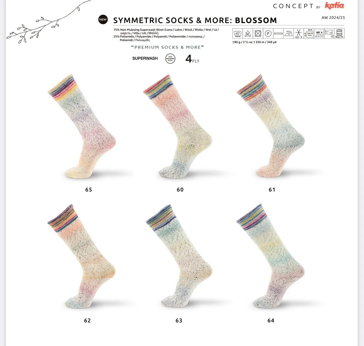 Katia Symmetric Blossom Socks  More