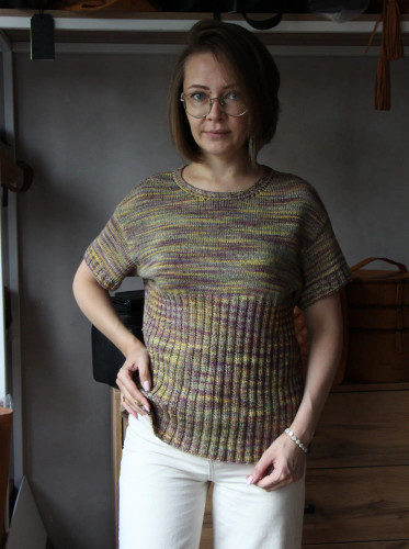 Описание для вязания футболки спицами из летней пряжи Bonsai Concept Katia