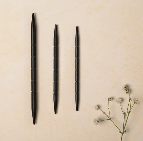 Спицы вспомогательные для кос "Lantern Moon" 3,25мм, 4мм, 5мм, эбеновое дерево, черный, 3шт в упаковке